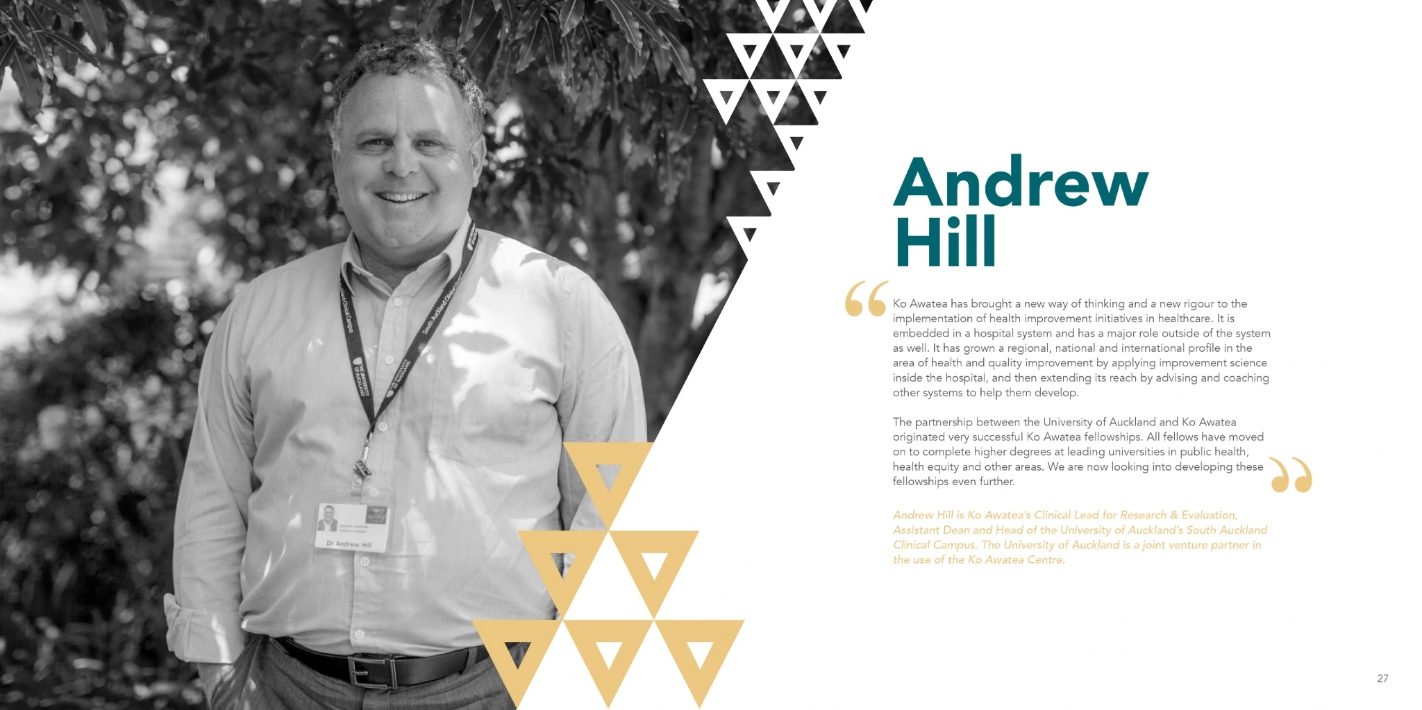Andrew Hill portrait spread with black-and-white photography and a typographic quotation